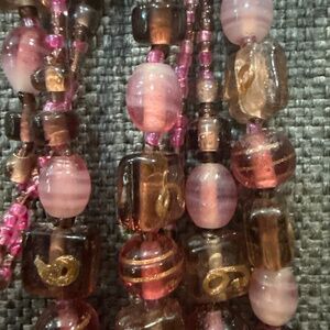 60” long vintage glass bead necklace